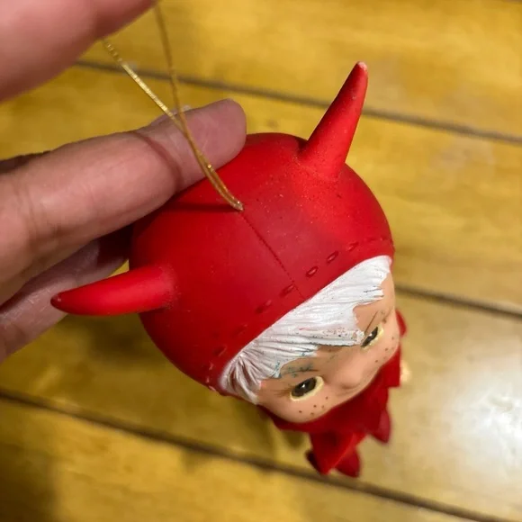 Vintage rare Devil diablo red rojo Doll ornament w defects Valentine’s Day decor - Picture 13 of 16